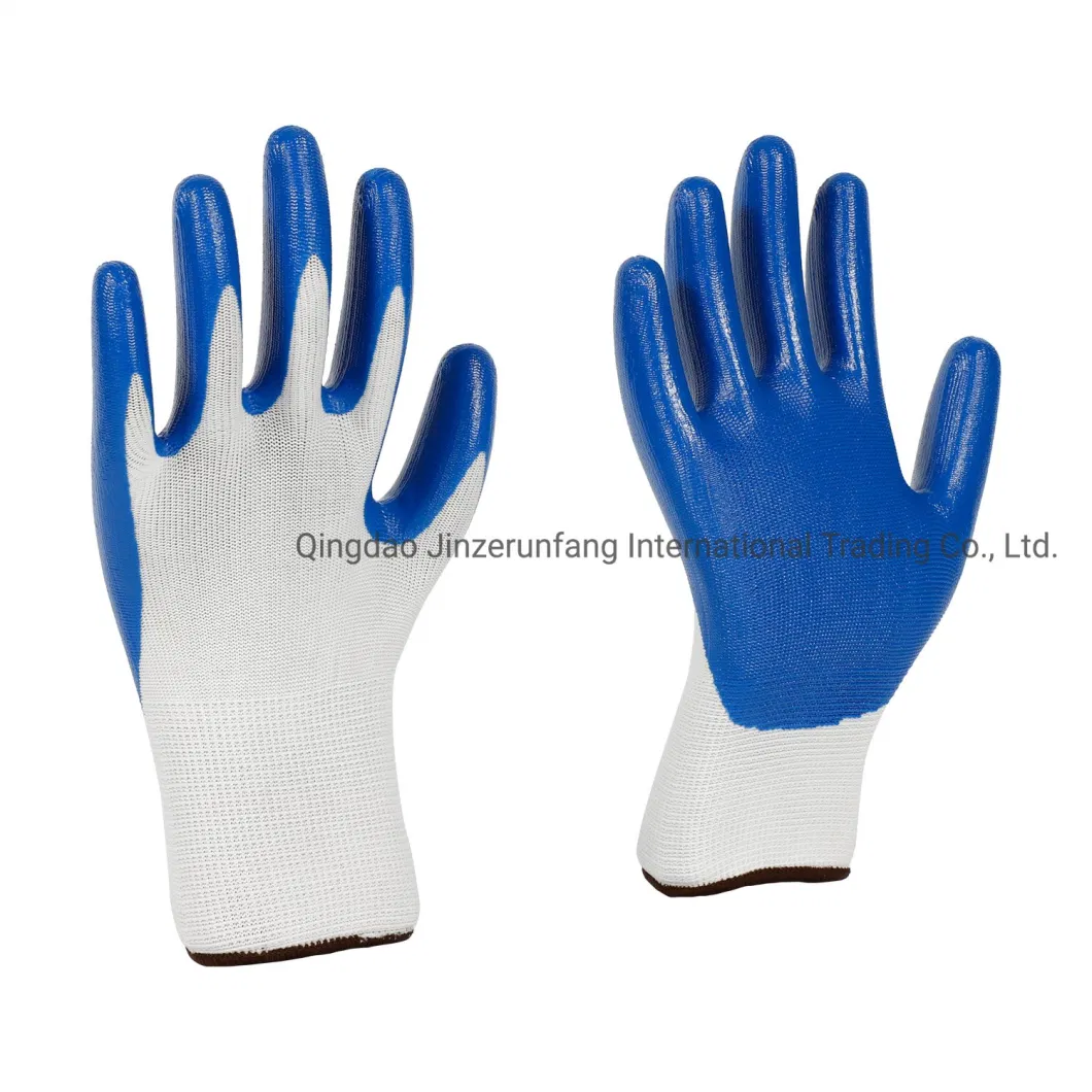 Blue Nitrile Coated Industrial Hand 13G Labor Protective Safety Work Gloves for Construction Garden Working Gloves