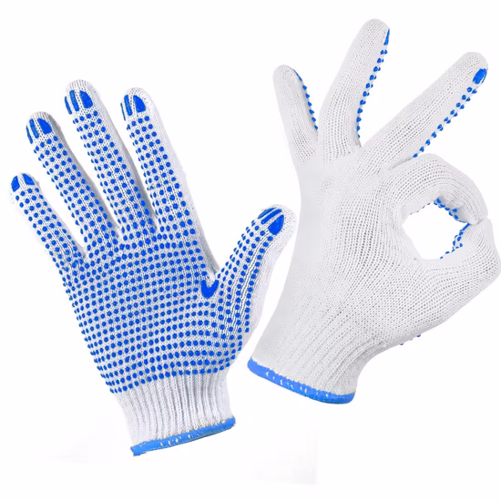 Luvas de trabalho de segurança por atacado na China Luvas de trabalho/Guantes de PVC pontilhadas/pontos Luvas de malha de algodão